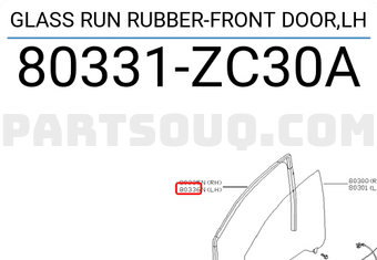 Nissan 80331ZC30A GLASS RUN RUBBER-FRONT DOOR,LH