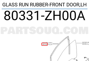 Nissan 80331ZH00A GLASS RUN RUBBER-FRONT DOOR,LH