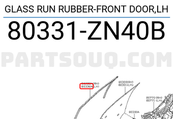 Nissan 80331ZN40B GLASS RUN RUBBER-FRONT DOOR,LH