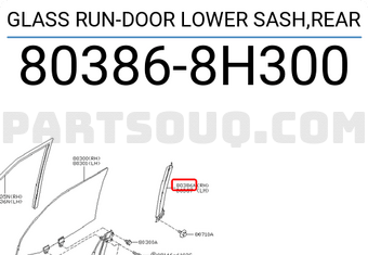 Nissan 803868H300 GLASS RUN-DOOR LOWER SASH,REAR