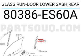 Nissan 80386ES60A GLASS RUN-DOOR LOWER SASH,REAR