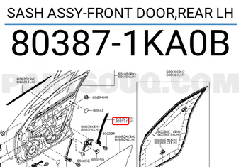 Nissan 803871KA0B SASH ASSY-FRONT DOOR,REAR LH