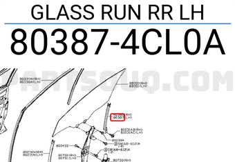 Nissan 803874CL0A GLASS RUN RR LH