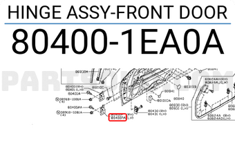 Nissan 804001EA0A HINGE ASSY-FRONT DOOR