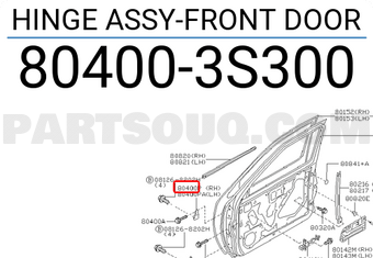 Nissan 804003S300 HINGE ASSY-FRONT DOOR