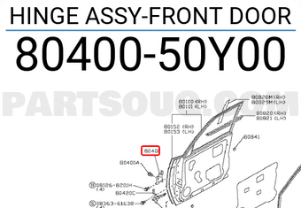 Nissan 8040050Y00 HINGE ASSY-FRONT DOOR