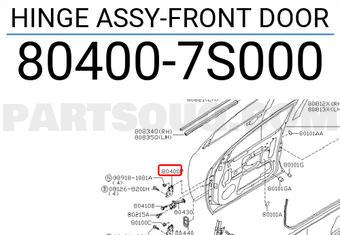 Nissan 804007S000 HINGE ASSY-FRONT DOOR