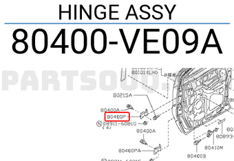 Nissan 80400VE09A HINGE ASSY