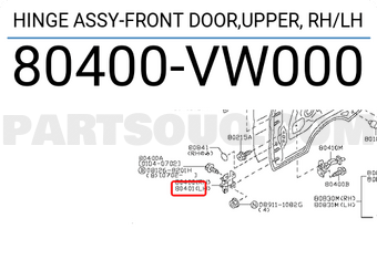 Nissan 80400VW000 HINGE ASSY-FRONT DOOR,UPPER, RH/LH