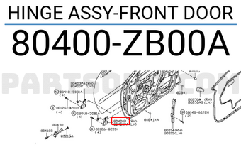 Nissan 80400ZB00A HINGE ASSY-FRONT DOOR