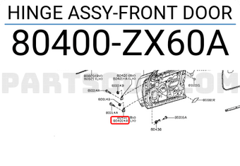 Nissan 80400ZX60A HINGE ASSY-FRONT DOOR
