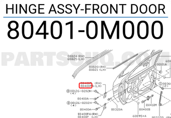 Nissan 804010M000 HINGE ASSY-FRONT DOOR