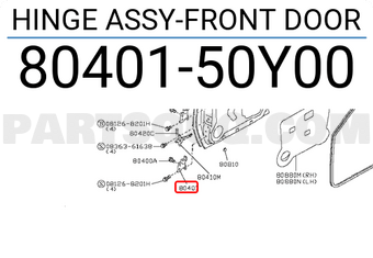 Nissan 8040150Y00 HINGE ASSY-FRONT DOOR