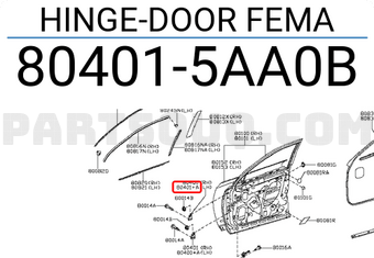 Nissan 804015AA0B HINGE-DOOR FEMA
