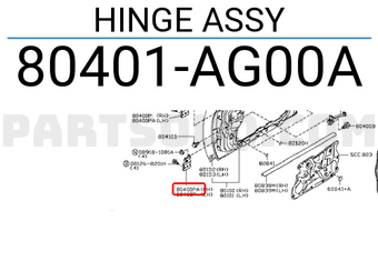 Nissan 80401AG00A HINGE ASSY
