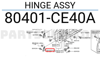 Nissan 80401CE40A HINGE ASSY