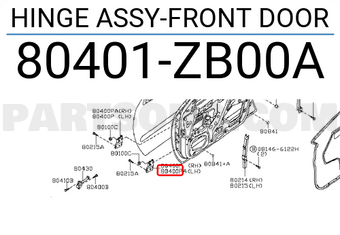 Nissan 80401ZB00A HINGE ASSY-FRONT DOOR