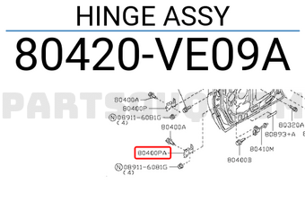 Nissan 80420VE09A HINGE ASSY