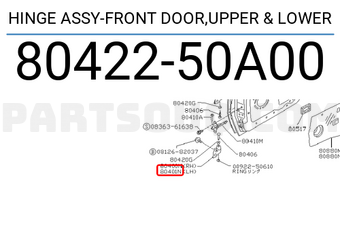 Nissan 8042250A00 HINGE ASSY-FRONT DOOR,UPPER & LOWER