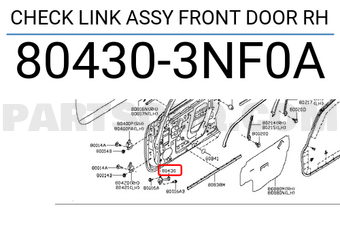 Nissan 804303NF0A CHECK LINK ASSY FRONT DOOR RH