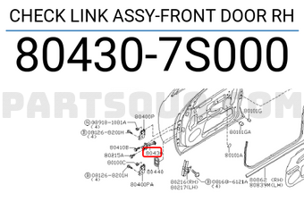 Nissan 804307S000 CHECK LINK ASSY-FRONT DOOR RH