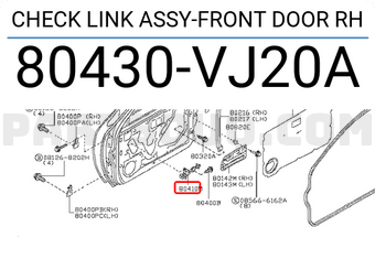 Nissan 80430VJ20A CHECK LINK ASSY-FRONT DOOR RH