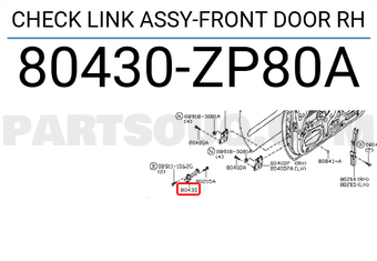 Nissan 80430ZP80A CHECK LINK ASSY-FRONT DOOR RH
