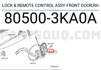 Nissan 805003KA0A LOCK & REMOTE CONTROL ASSY-FRONT DOOR,RH