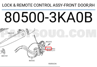 Nissan 805003KA0B LOCK & REMOTE CONTROL ASSY-FRONT DOOR,RH