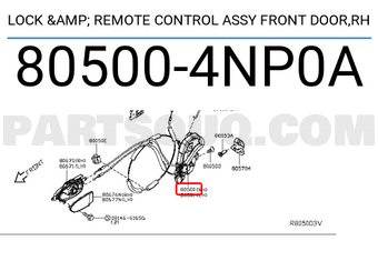 Nissan 805004NP0A LOCK & REMOTE CONTROL ASSY FRONT DOOR,RH