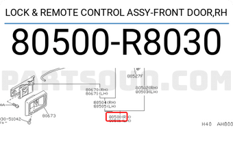 Nissan 80500R8030 LOCK & REMOTE CONTROL ASSY-FRONT DOOR,RH