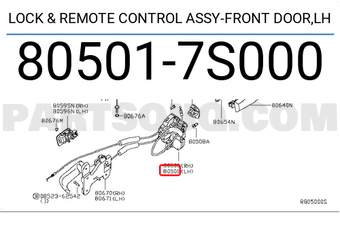 Nissan 805017S000 LOCK & REMOTE CONTROL ASSY-FRONT DOOR,LH