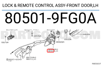 Nissan 805019FG0A LOCK & REMOTE CONTROL ASSY-FRONT DOOR,LH