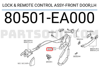 Nissan 80501EA000 LOCK & REMOTE CONTROL ASSY-FRONT DOOR,LH