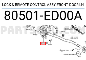 Nissan 80501ED00A LOCK &amp; REMOTE CONTROL ASSY-FRONT DOOR,LH