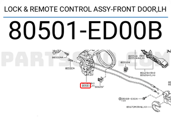 Nissan 80501ED00B LOCK &amp; REMOTE CONTROL ASSY-FRONT DOOR,LH