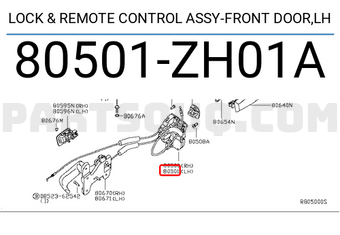 Nissan 80501ZH01A LOCK & REMOTE CONTROL ASSY-FRONT DOOR,LH
