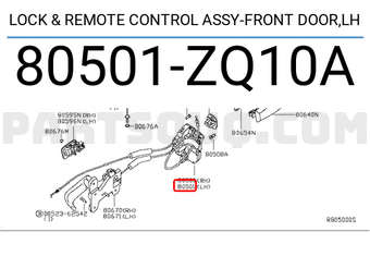 Nissan 80501ZQ10A LOCK & REMOTE CONTROL ASSY-FRONT DOOR,LH