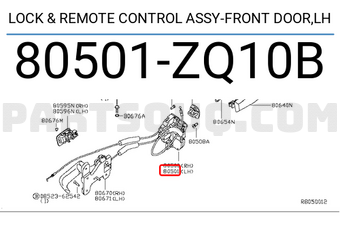 Nissan 80501ZQ10B LOCK & REMOTE CONTROL ASSY-FRONT DOOR,LH