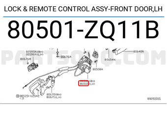 Nissan 80501ZQ11B LOCK & REMOTE CONTROL ASSY-FRONT DOOR,LH