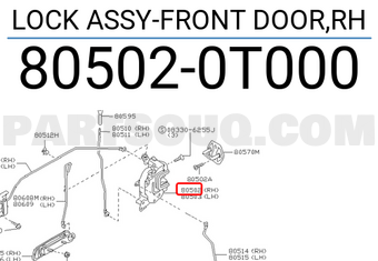 Nissan 805020T000 LOCK ASSY-FRONT DOOR,RH