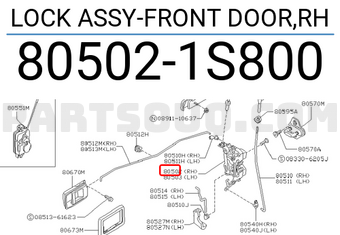 Nissan 805021S800 LOCK ASSY-FRONT DOOR,RH