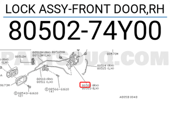 Nissan 8050274Y00 LOCK ASSY-FRONT DOOR,RH