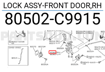 Nissan 80502C9915 LOCK ASSY-FRONT DOOR,RH