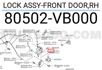 80502VB00A Genuine Nissan LOCK ASSY-FRONT DOOR,RH 80502-VB00A 