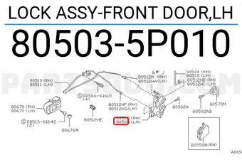 Nissan 805035P010 LOCK ASSY-FRONT DOOR,LH
