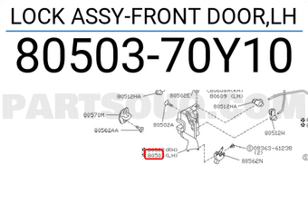 Nissan 8050370Y10 LOCK ASSY-FRONT DOOR,LH