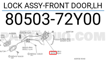 Nissan 8050372Y00 LOCK ASSY-FRONT DOOR,LH