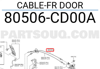 Nissan 80506CD00A CABLE-FR DOOR