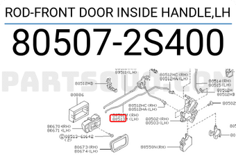 Nissan 805072S400 ROD-FRONT DOOR INSIDE HANDLE,LH